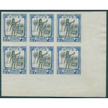 Niue 1927 2½d black & indigo Plate Proof SG46var imperf block x6