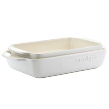 Crockpot Artisan 2.5 Quart and 3.5 Quart Rectangular Stoneware Bake Pan Set i...