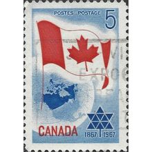 CANADA, Canadian Centennial, red & blue 1967, 5c, #3