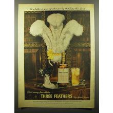 1944 Three Feathers Whiskey Ad - Buy Extra War Bond
