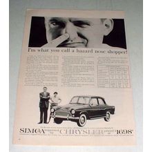 1960 Chrysler Simca Car Ad - A Haaard Nose Shopper