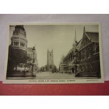 GUILDHALL SQUARE & ST ANDREW'S CHURCH, PLYMOUTH, DEVON unused postcard RP =