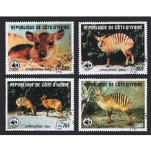 Ivory Coast WWF Zebra Duiker 4v 1985 CTO SG#867-870 MI#881-884 Sc#764-767