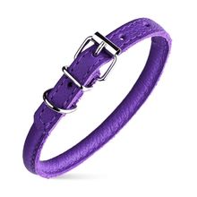 Dog Pet Round Leather Collar W1/4" - L8"-10", Purple