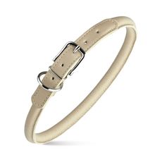 Dog Pet Round Leather Collar W1/3" - L10"-13", Beige
