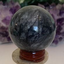 Watermark Cobblestone Carved Stone Sphere Crystal Chakra Healing Orb W Stand 2+"