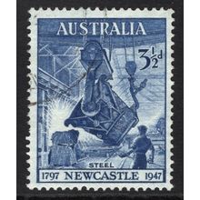 AUSTRALIA 1947: 150th ANNIVERSARY OF NEWCASTLE - 3½d USED (G4)