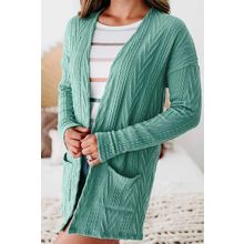 Canton Solid Textured Open Front Cardigan with Pocket