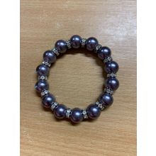 VINTAGE PURPLE FAUX PEARLS & CLEAR STONES BRACELET 35.49 GRAMS 8cm-LONG (P3)