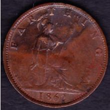 1862 Great Britain 1 Farthing Coin
