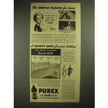 1940 Purex Bleach Ad - The Gentle Bleach for Linens