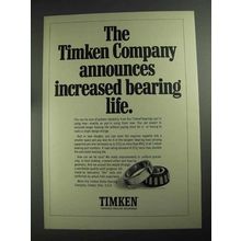 1968 Timken Bearings Ad - Increased Bearing Life