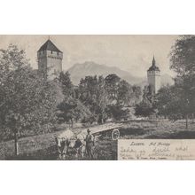 Luzern auf Musegg Farm Transport Antique Switzerland Postcard
