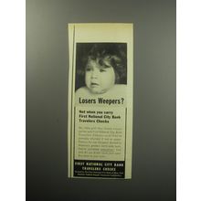 1957 First National City Bank Travelers Checks Ad - Losers weepers?
