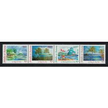 Wallis and Futuna Kingfisher Birds Landscapes strip of 4v 2002 MNH