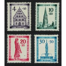 Baden Cornhouse Cathedral Sculpture Freiburg 4v 1949 MNH SG#FB38-FB41