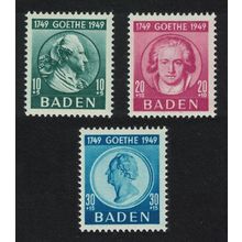 Baden Birth Goethe poet 3v 1949 MNH SG#FB47-FB49