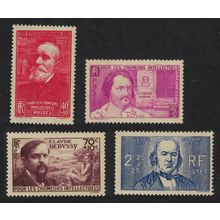 France Debussy Balzac Unemployed Intellectuals' Fund 4v 1939 MNH SG#645-648