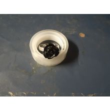 womens silver tone ring with black rose