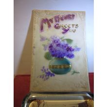 PLASTIC & card CHRISTMAS CARD used antique by R. Tuck PAPER INSERT man to wife =