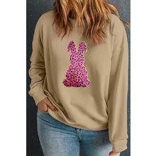 Apricot Easter Rabbit Sequin Patch Graphic Plus Size Sweatshirt