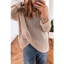 Smoke Gray Crochet Hollow-out Jumper Top Sweater