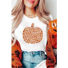White Floral Pumpkin Custom Graphic Tee