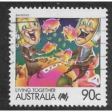 AUS 1988 90c 'LIVING TOGETHER - BANKING' FINE USED (EBID67-228)
