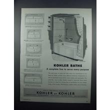 1954 Kohler Baths Ad - Cosmopolitan, Mayflower, Minocqua