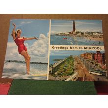 BLACKPOOL, LANCASHIRE. MULTIVIEW.. used vintage postcard by John Hinde 1966 pm #