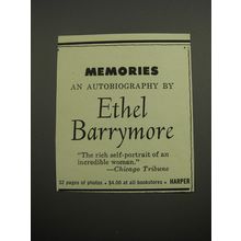 1955 Harper Book Advertisement - Memories and Autobiography by Ethel Barrymore