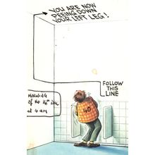 Man Urinating Down Leg Comic 1970s Toilet WC Humour Postcard