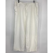 Cubavera Men's Pants XL Linen Blend Elastic Draw String White Summer Lightweight