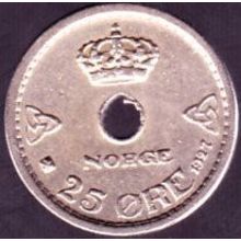 1927 Norway 25 Ore Coin