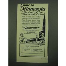 1925 Minnesota Tourism Ad - Ten Thousand Lakes