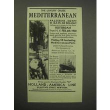 1930 Holland-America Line Cruise Ad - Mediterranean