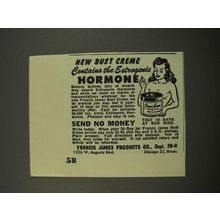1949 Francis James Products Bust Crme Ad - Hormone