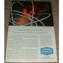 1959 Union Carbide Ad w/ Uranium Atom NICE!!!