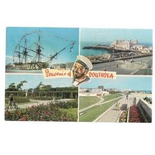 SOUTHSEA, HAMPSHIRE multiview used vintage postcard by Dennis 1975 postmark =