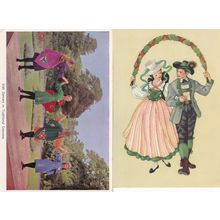 Austrian Irish Dancers Traditional Costume 2x Postcard s