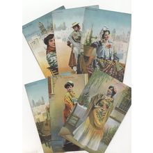 Tipos Andaluces & Spanish Ladies Fashion 6x Old Postcard s