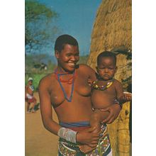 Zulu Mother & Child in the Valley Of A Thousand Hills Natal Africa Postcard