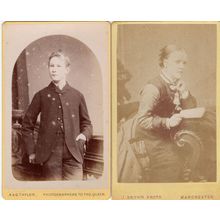 Troubled Manchester Woman & Pompous Child Victorian Cabinet Card s