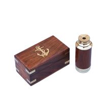 Pack Of 2] Deluxe Class Solid Brass - Wood Scout's Spyglass Telescope 7"" w/...
