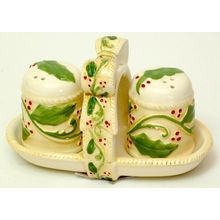 Elegant Holly Salt & Pepper with Rack 3pc Set
