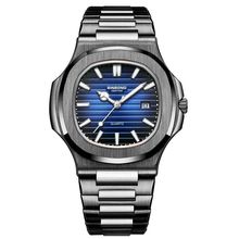 BINBOND B1885 30m Waterproof Retro Luminous Square Men Quartz Watch, White Steel