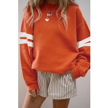 Orange Varsity Striped Detail Drop Shoulder Oversized Sweatshirt