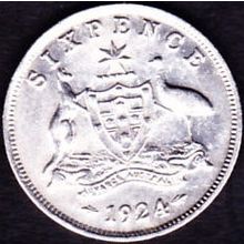 1924 Australia 1 Sixpence coin