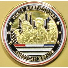 First Responders. Challenge Coin. 1.50". Gold Tone. 88b.