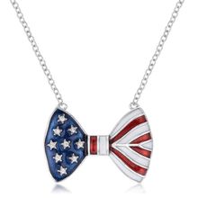 025 Ct Stars and Stripes Bow Tie Necklace with CZ